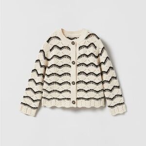 Zara kids eyelet scalloped knit cardigan and shorts set 3-4 years